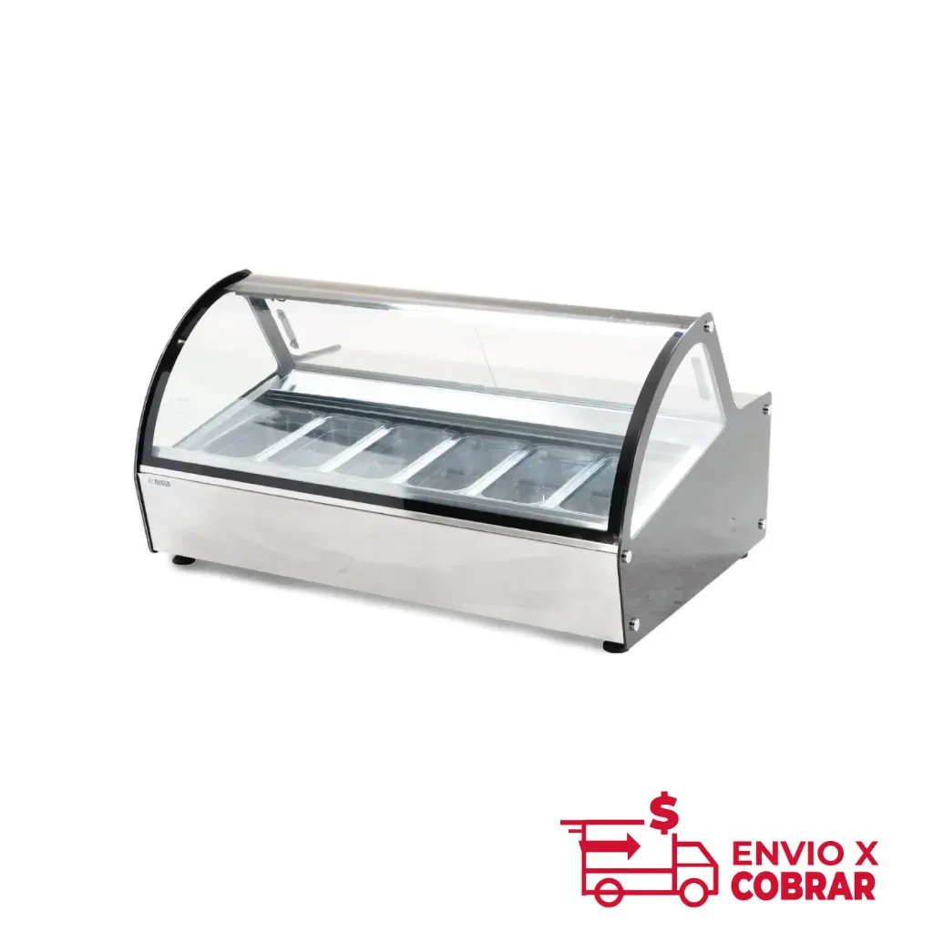 RTD-122L-1 | VITRINA EXHIBIDORA DE HELADOS DE 6 INSERTOS SOBRE MOSTRADOR