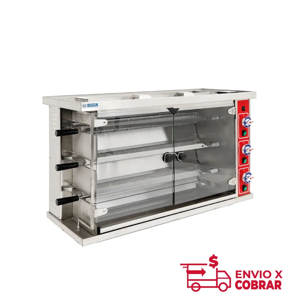 WE31 | ROSTIZADOR DE POLLOS A GAS DE 3 VARILLAS (12-15 POLLOS)