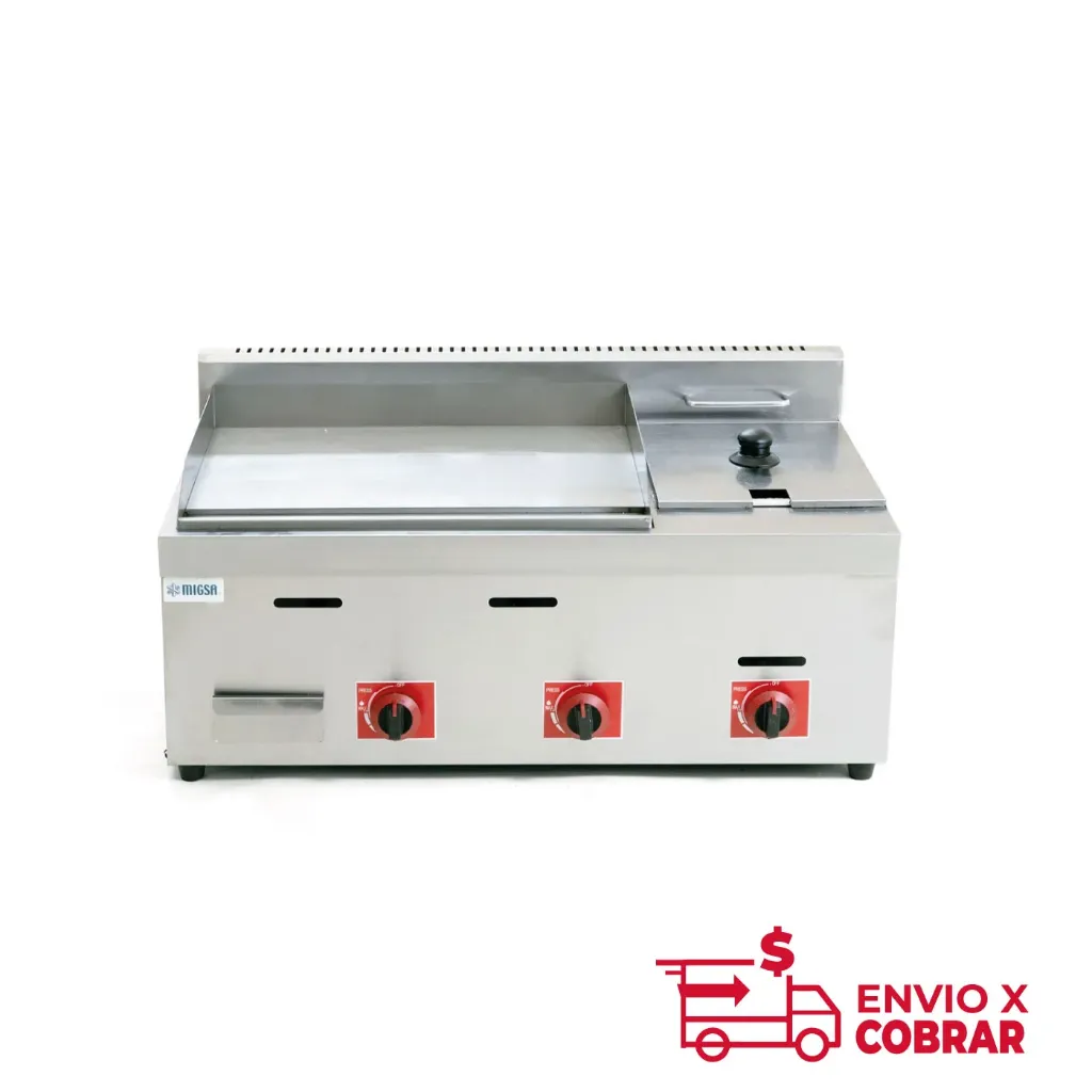 PFM-85 | PLANCHA GRILL LISA CON FREIDORA A GAS