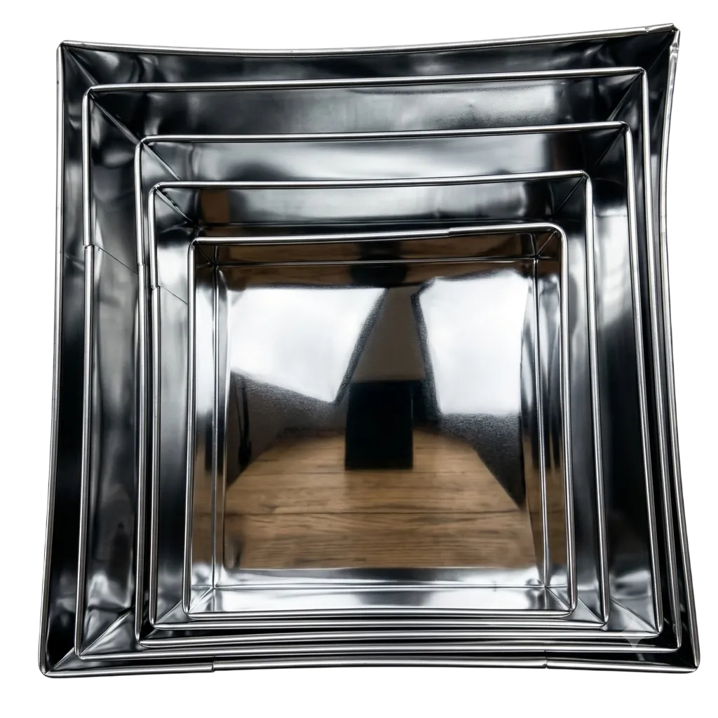 JUEGO DE MOLDES 5 PIEZAS CUADRADO DE HOJA DE LATA